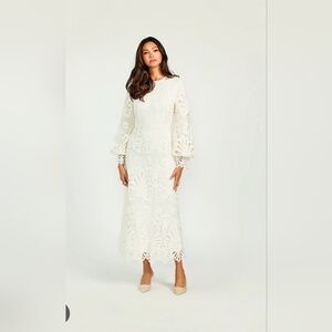 Ellie Makir Elegant White Lace Dress